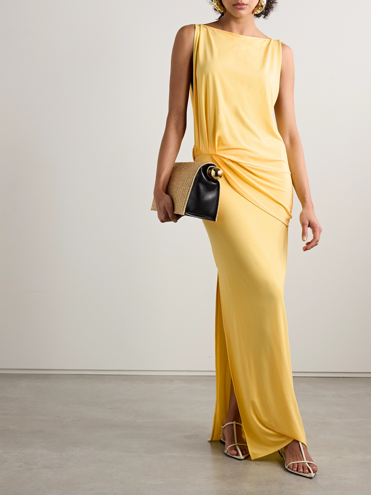 Jacquemus Peplo Stretch-jersey Maxi Dress In Yellow