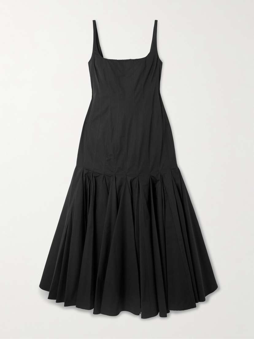 Jacquemus Agave Pleated Paneled Cotton-poplin Midi Dress
