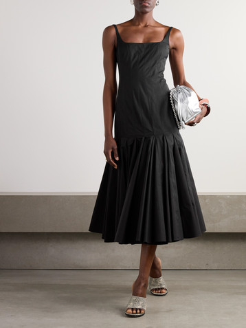 Jacquemus Agave pleated paneled cotton-poplin midi dress
