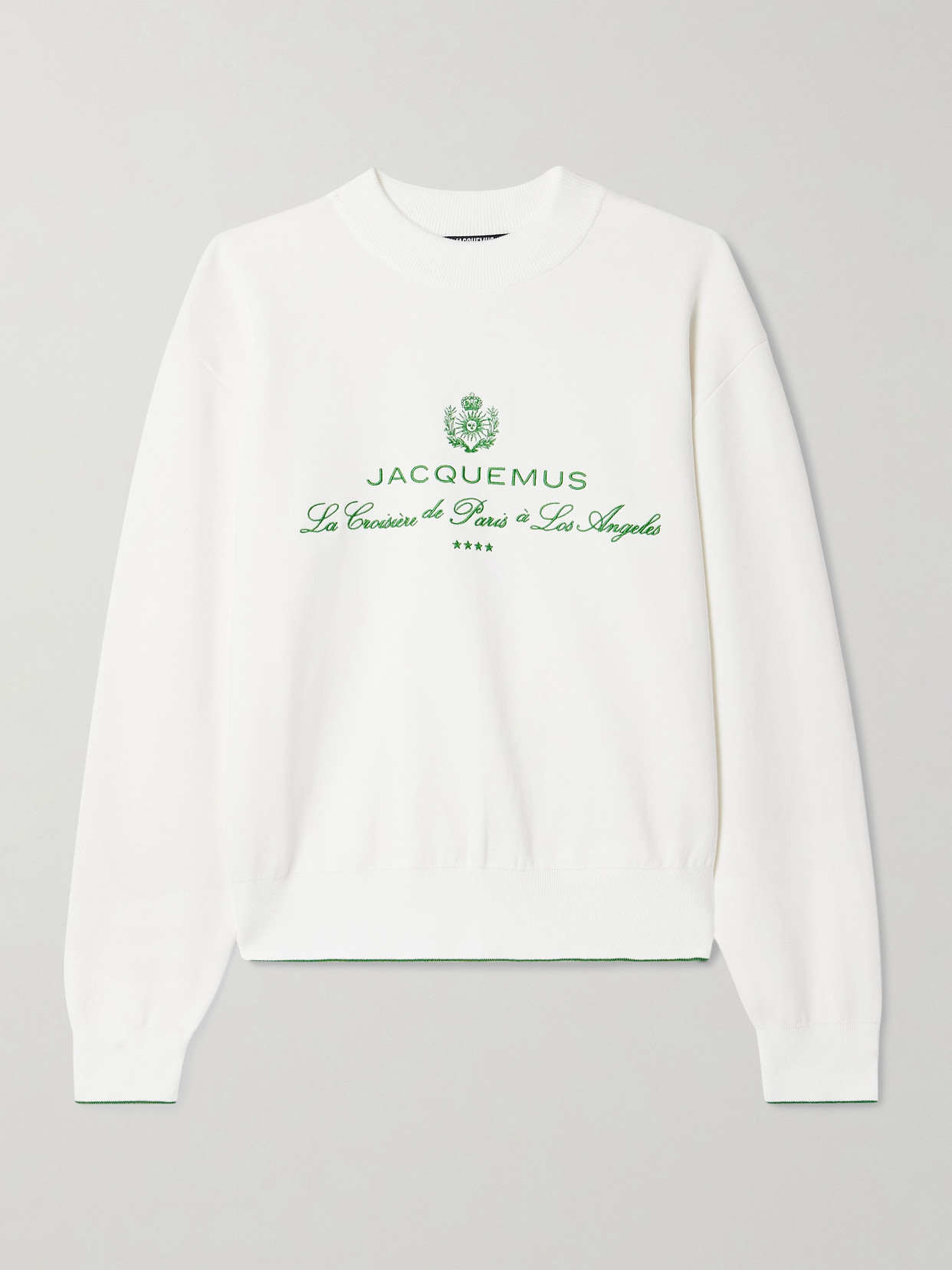 Jacquemus White Sweater With Logo Embroidered On The Front And Short Design In Cotton Woman In White