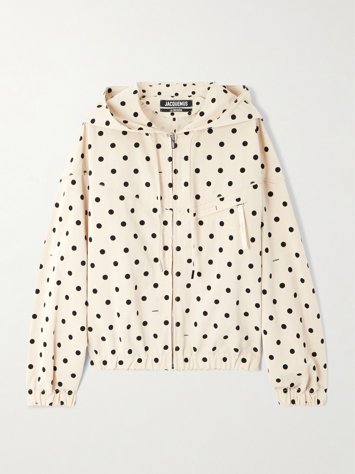 Jacquemus The Bateau Polka Dot Windbreaker In Ecru