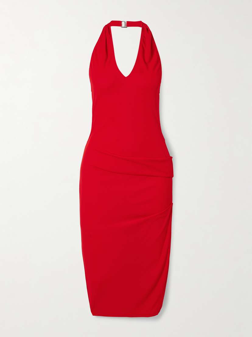 Jacquemus Pasadena Gathered Crepe Halterneck Midi Dress