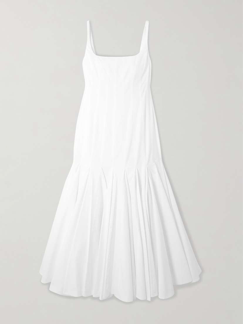 Jacquemus Agave Pleated Paneled Cotton-poplin Midi Dress