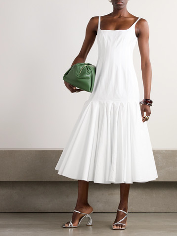 Jacquemus Agave pleated paneled cotton-poplin midi dress