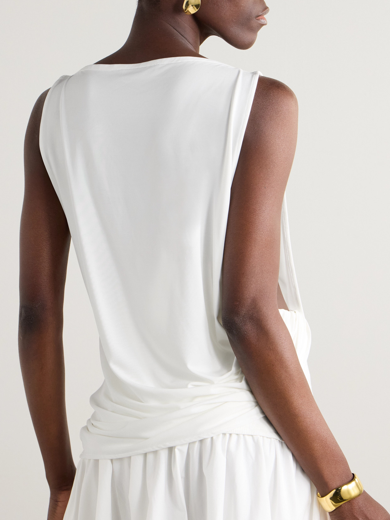 Jacquemus Haut Peplo Gathered Jersey Tank In White
