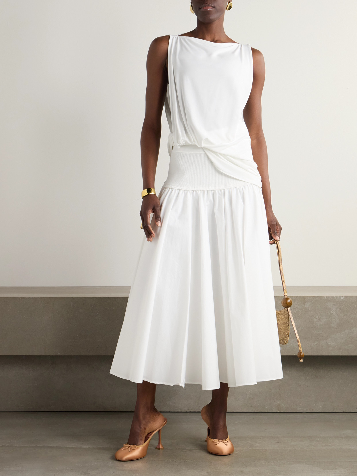 Jacquemus Haut Peplo Gathered Jersey Tank In White