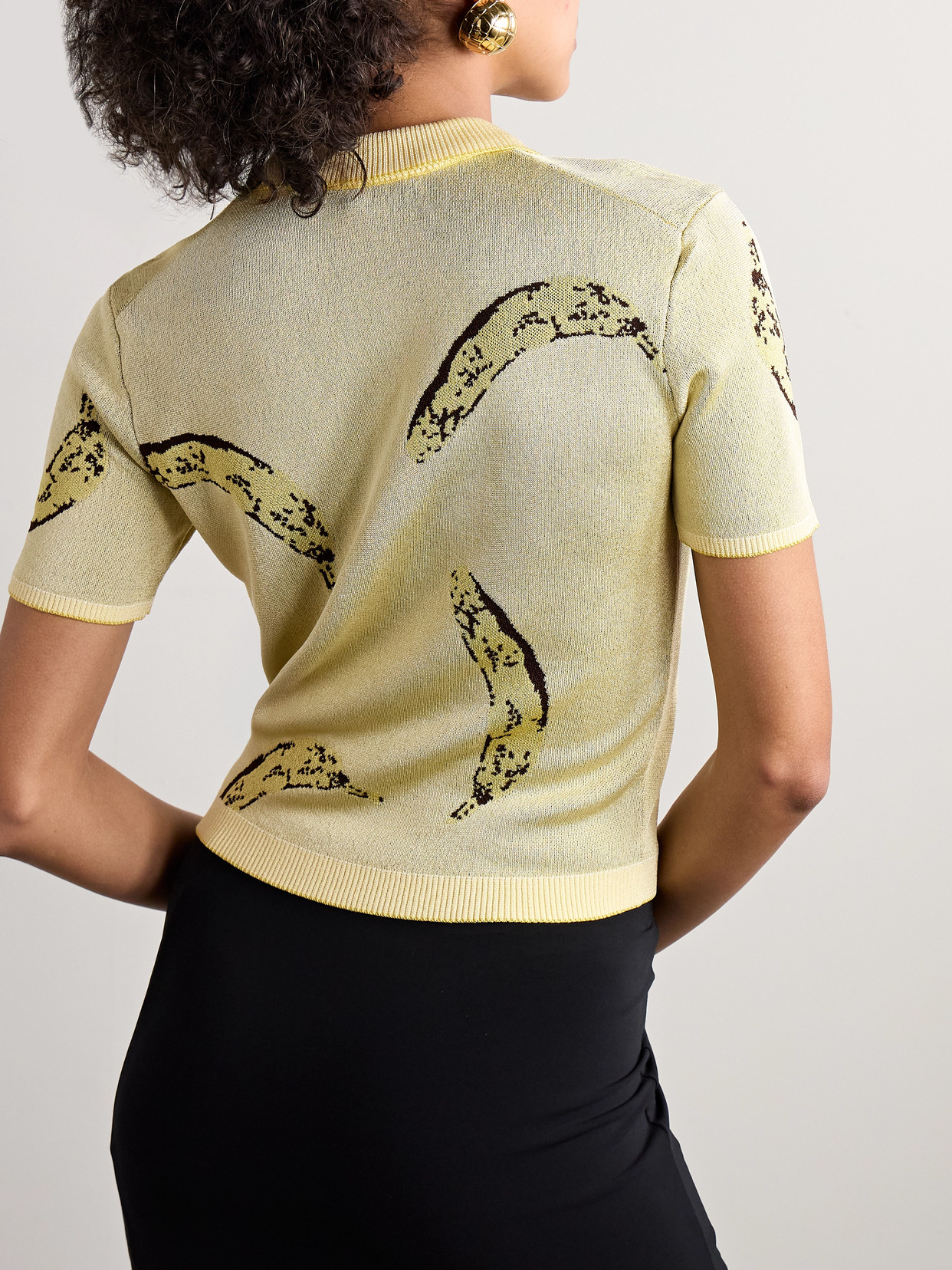Jacquemus Le Marino V-neck Polo With Playful Banana Print In Yellow