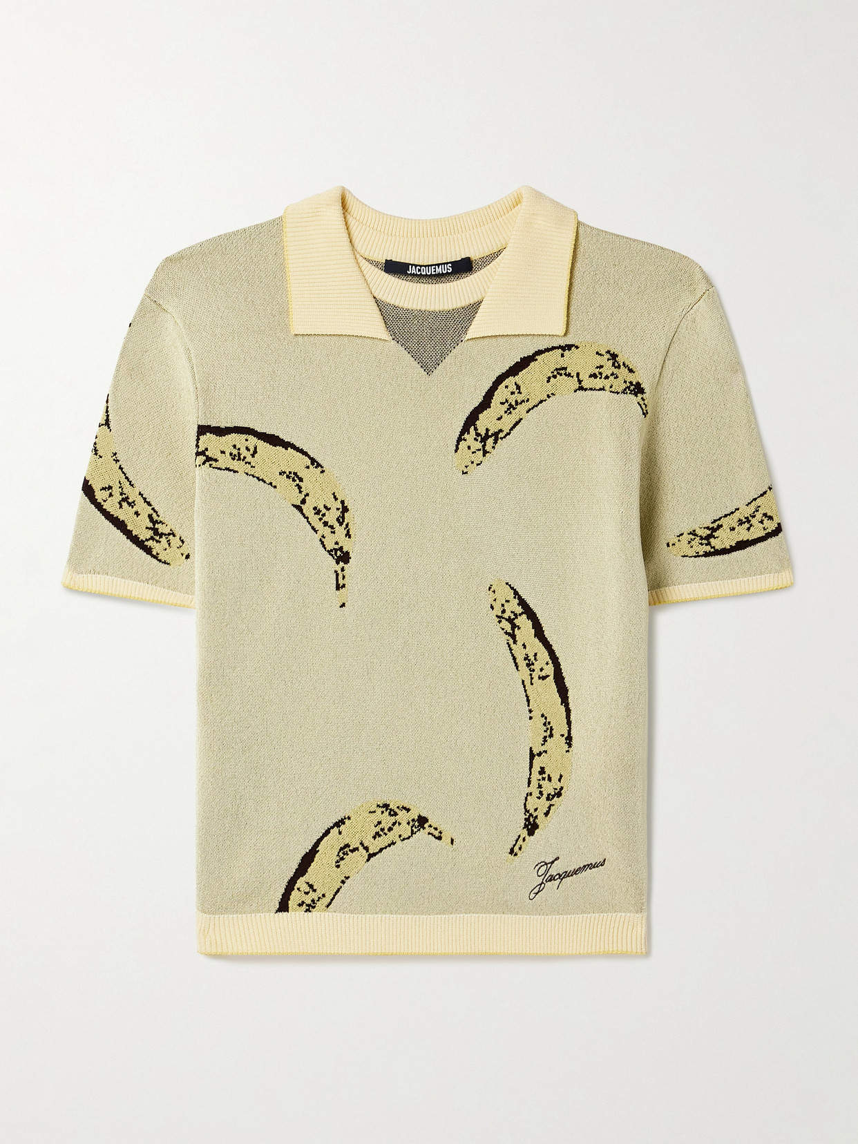Jacquemus Womens Banana Jacquard Yellow The Marino Banana-print Woven-knitted Polo Top In Yellow