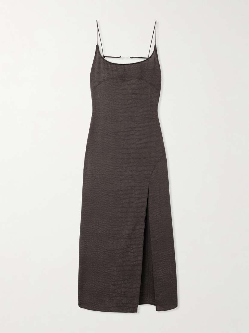 Jacquemus Notte Embellished Croc-effect Crepe Midi Dress