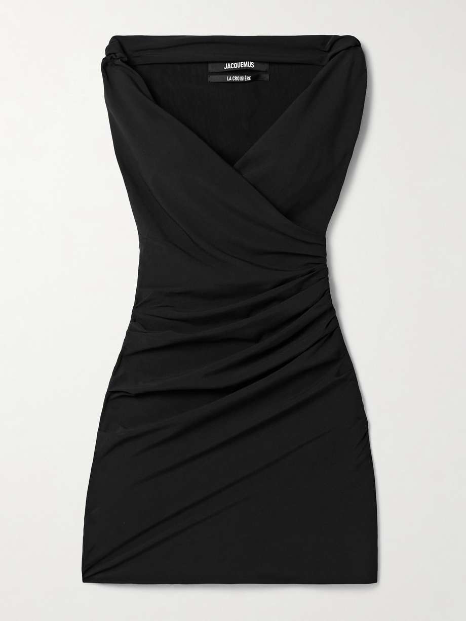 rita draped gathered crepe de chine mini dress