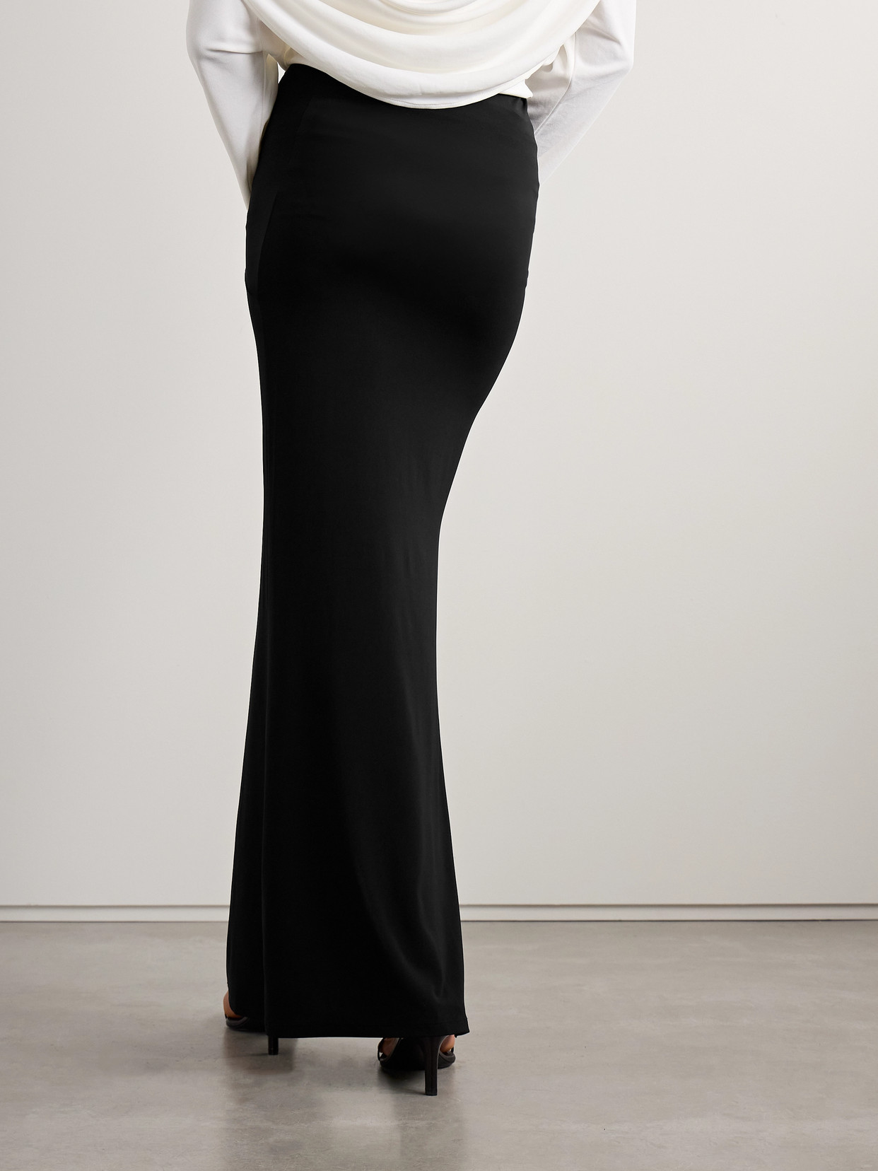 Jacquemus Peplo Draped Jersey Maxi Skirt In Black
