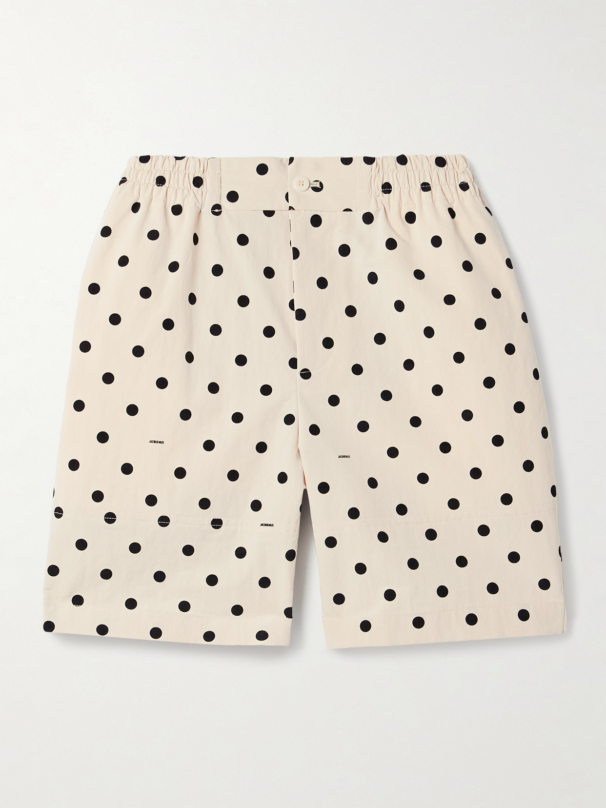 Shop Jacquemus Aloe Polka-dot Poplin Shorts In Neutrals
