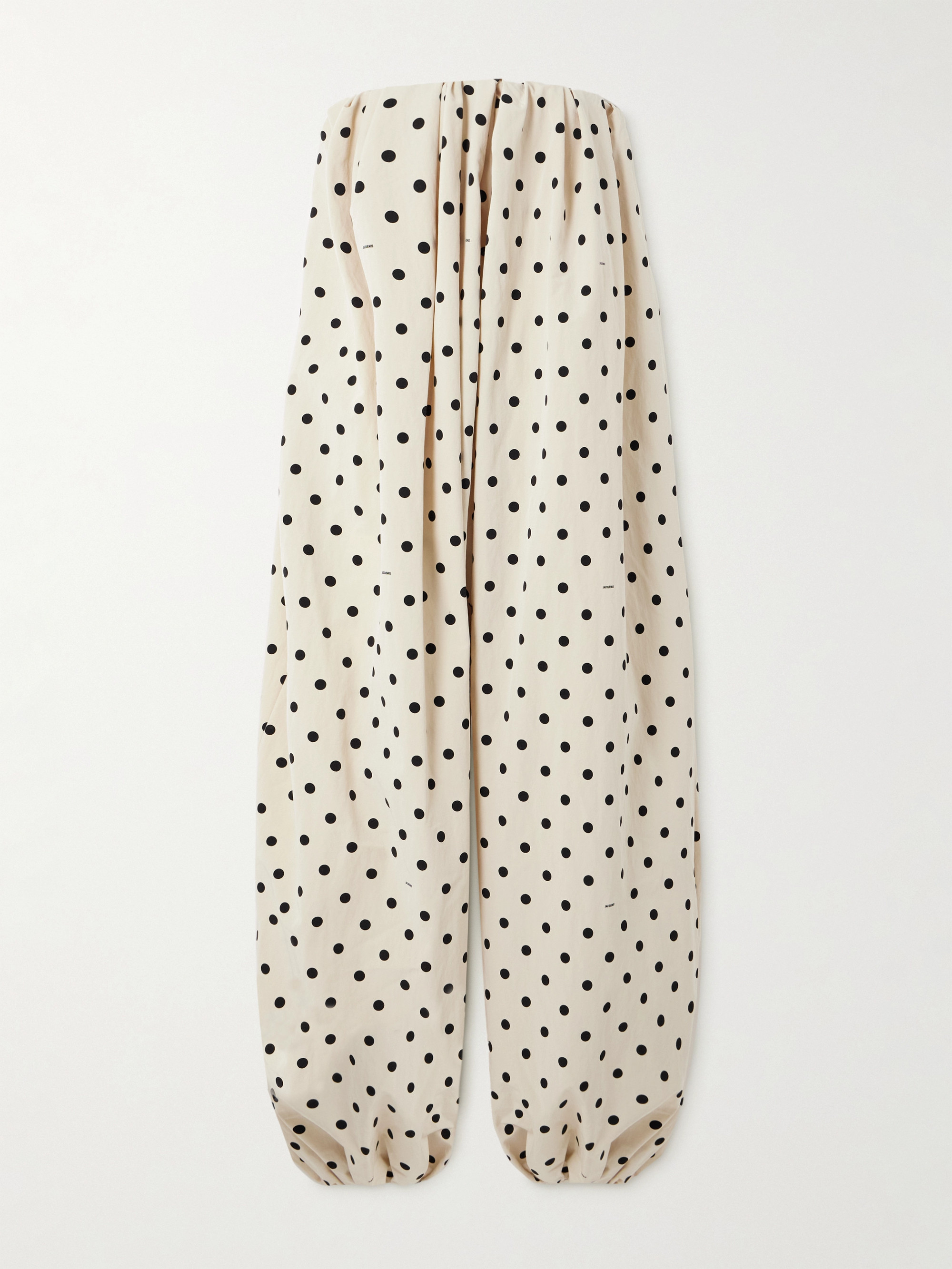 Jacquemus - The Melao strapless pleated polka-dot poplin jumpsuit