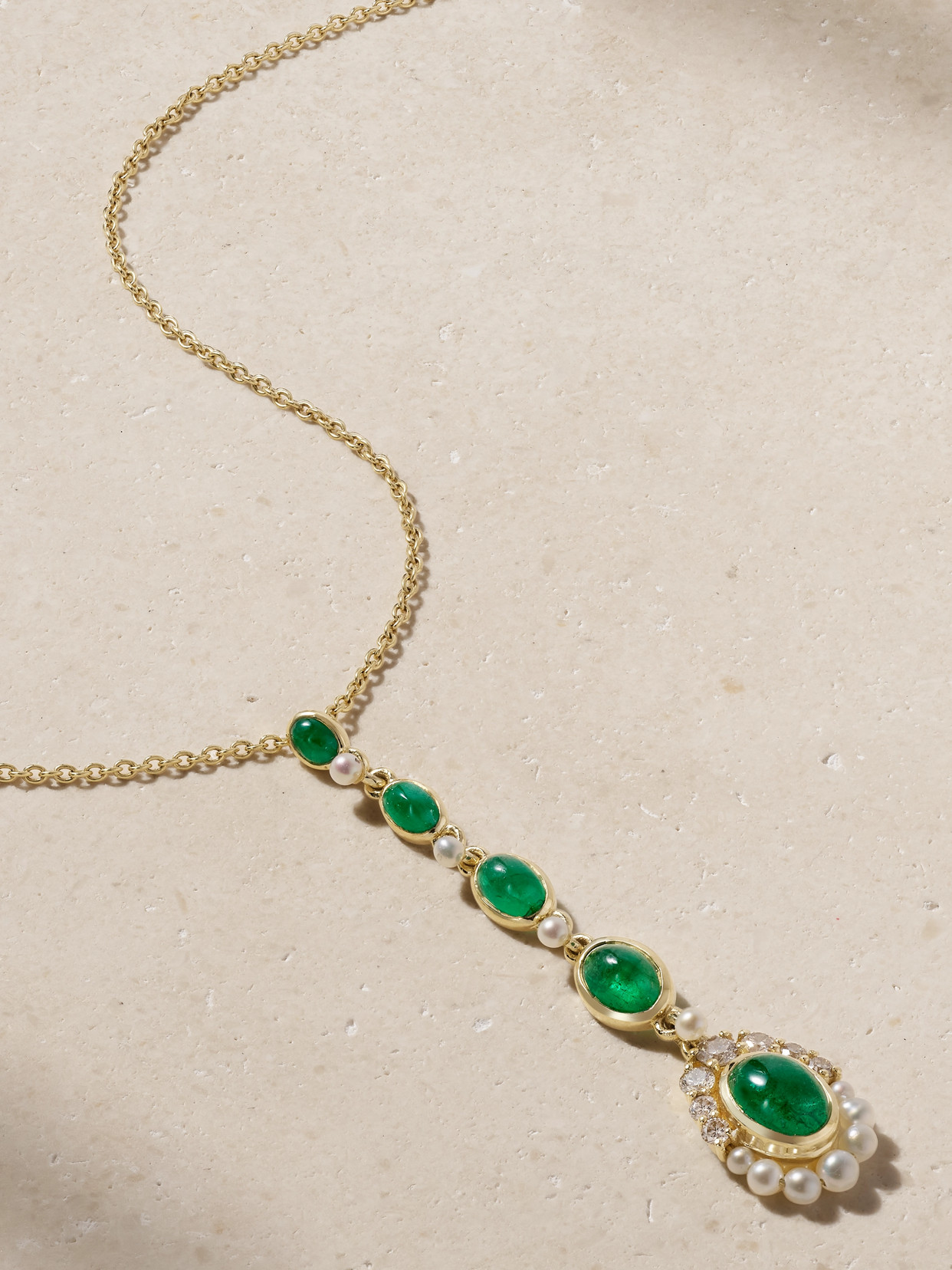 Amrapali London - Navratana 18-karat Gold, Emerald And Diamond Necklace - Green