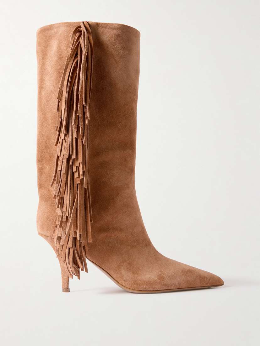 Paris Texas Jessie Fringed Suede Knee Boots