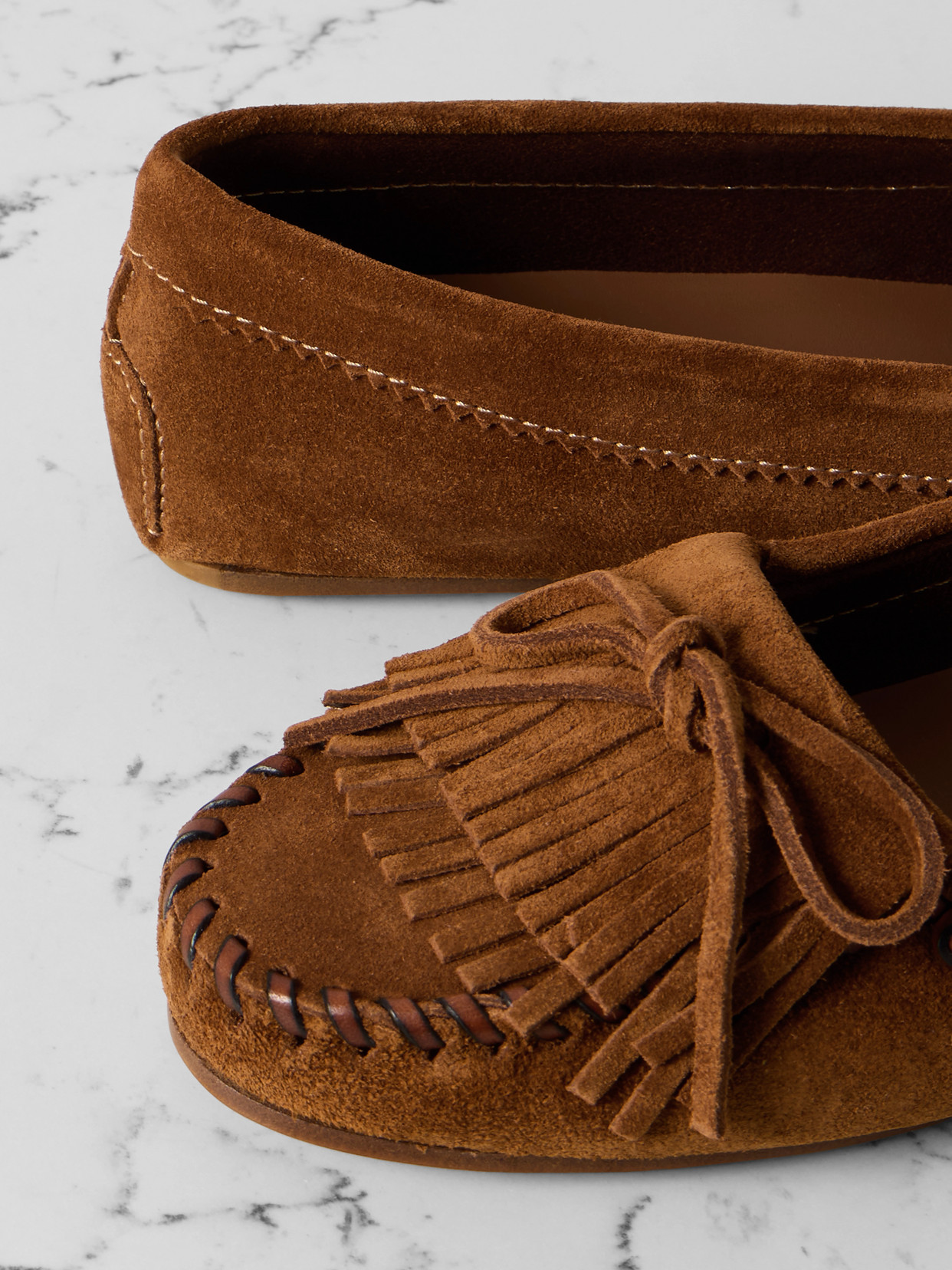 Shop Paris Texas Indiana Fringed Suede Loafers In Brown