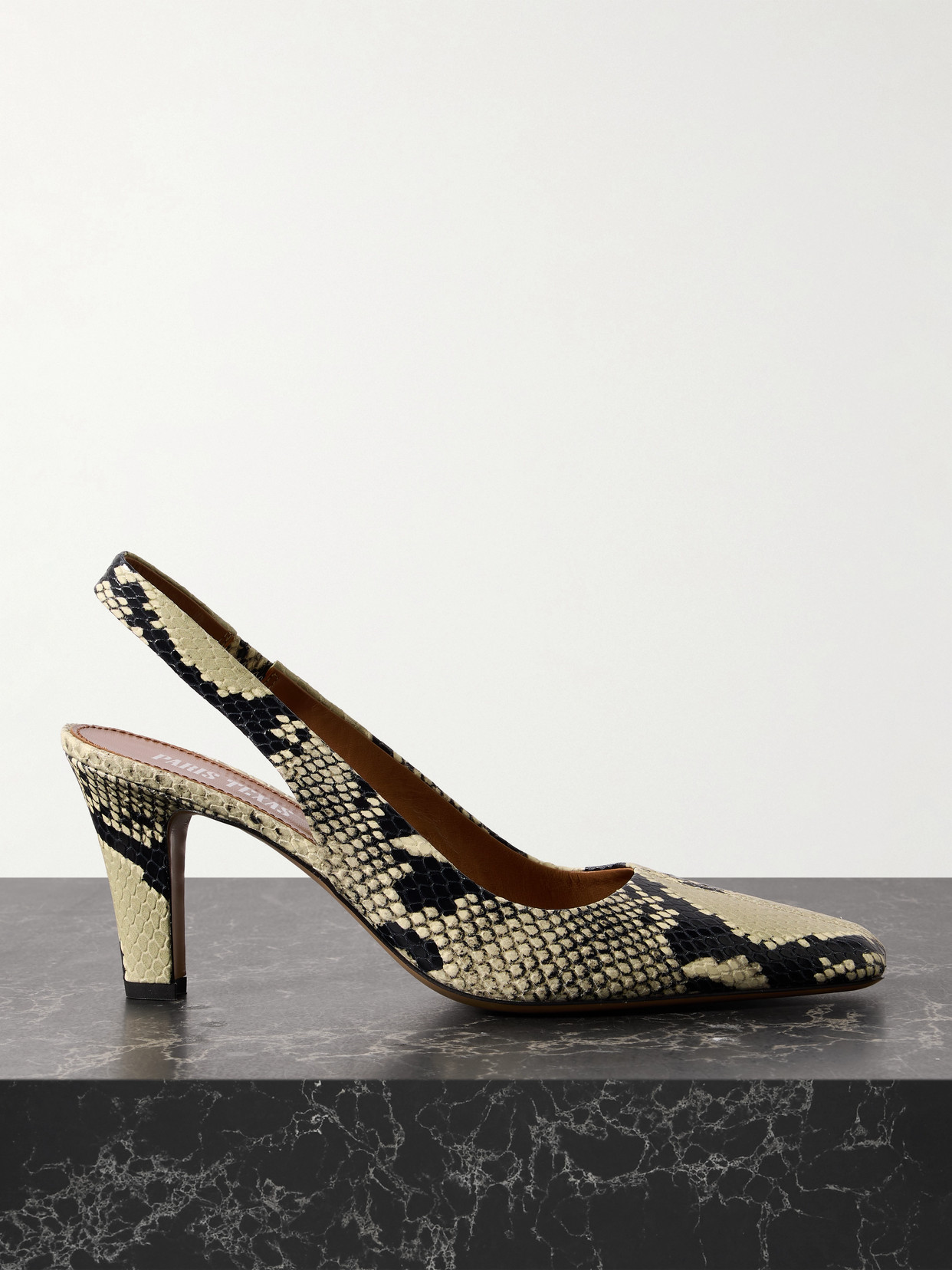 Paris Texas Belle Snake-effect Leather Slingback Pumps In Animal Print