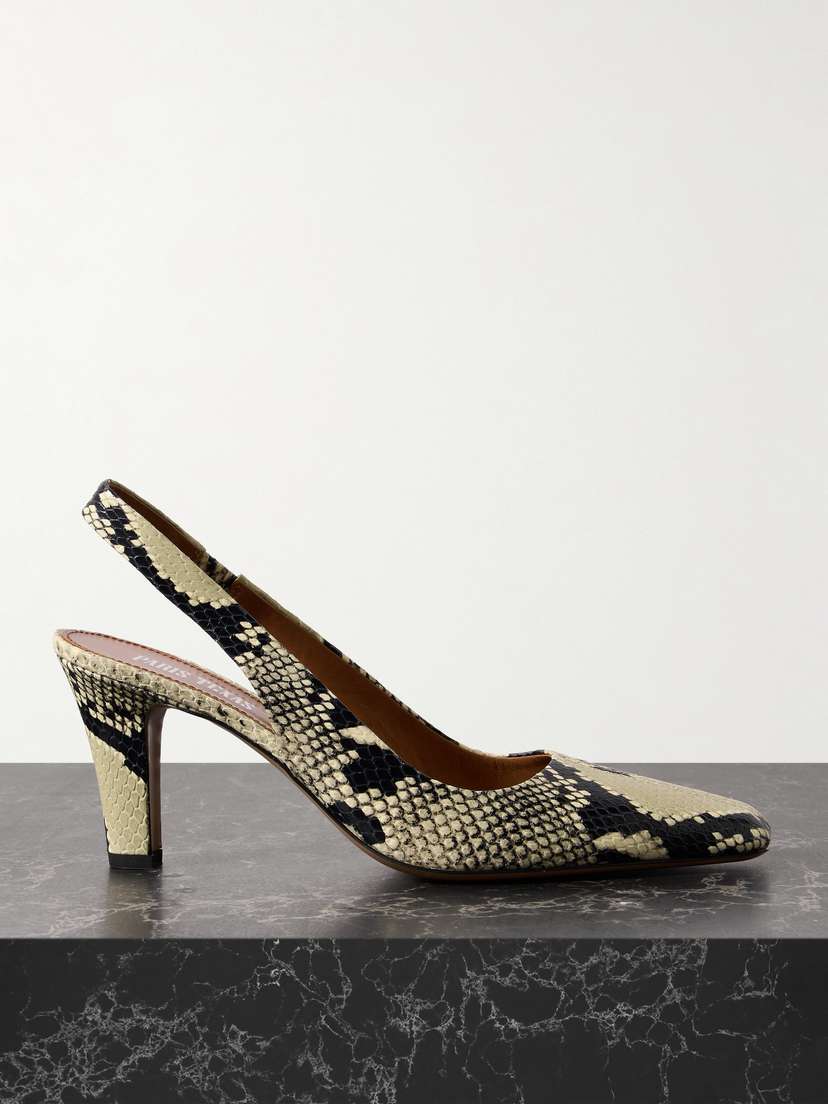 Paris Texas Belle Snake-effect Leather Slingback Pumps