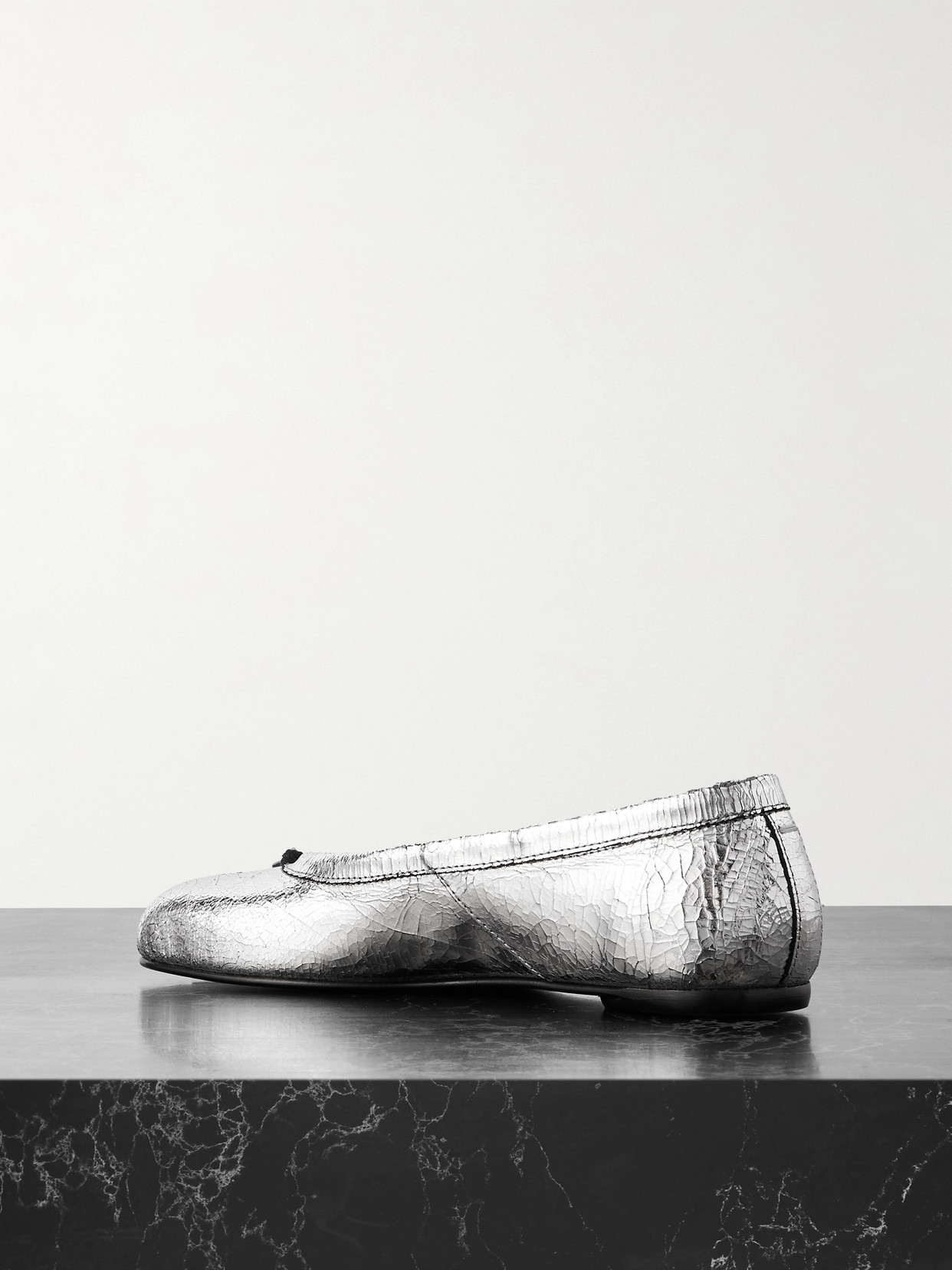 Maison Margiela Metallic Calf Leather Ballerinas With Elegant Design And Comfortable Fit In Silver