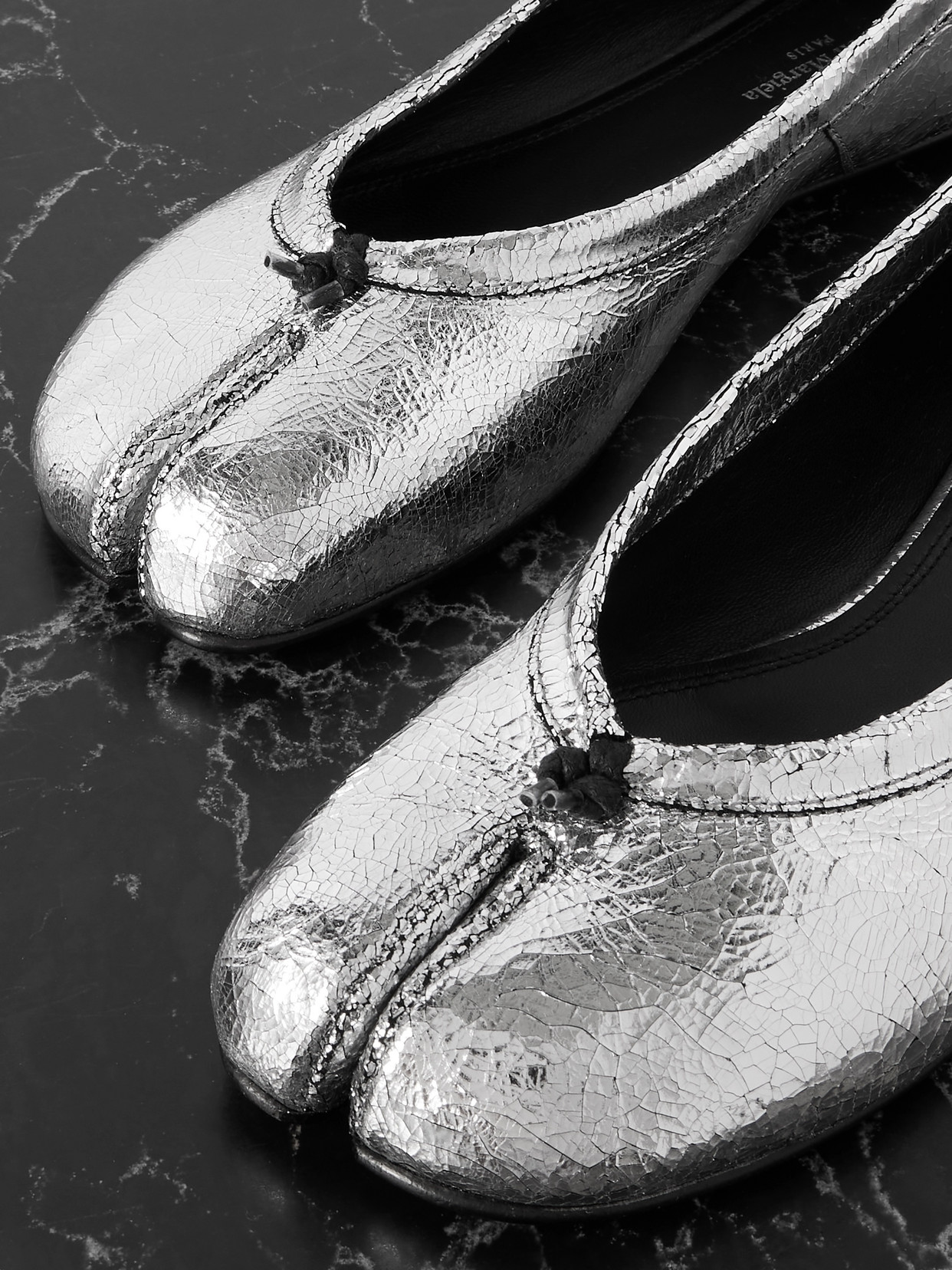 Maison Margiela Metallic Calf Leather Ballerinas With Elegant Design And Comfortable Fit In Silver