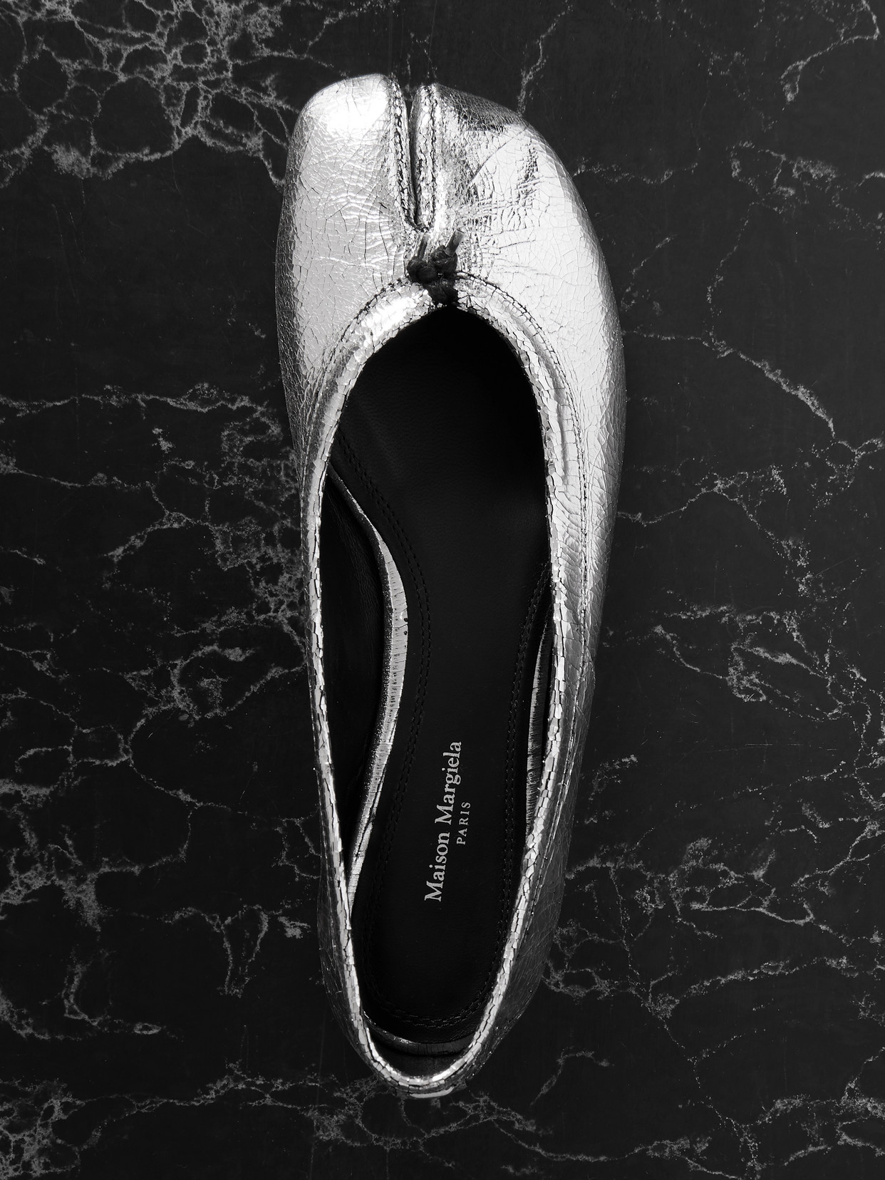 Maison Margiela Metallic Calf Leather Ballerinas With Elegant Design And Comfortable Fit In Silver