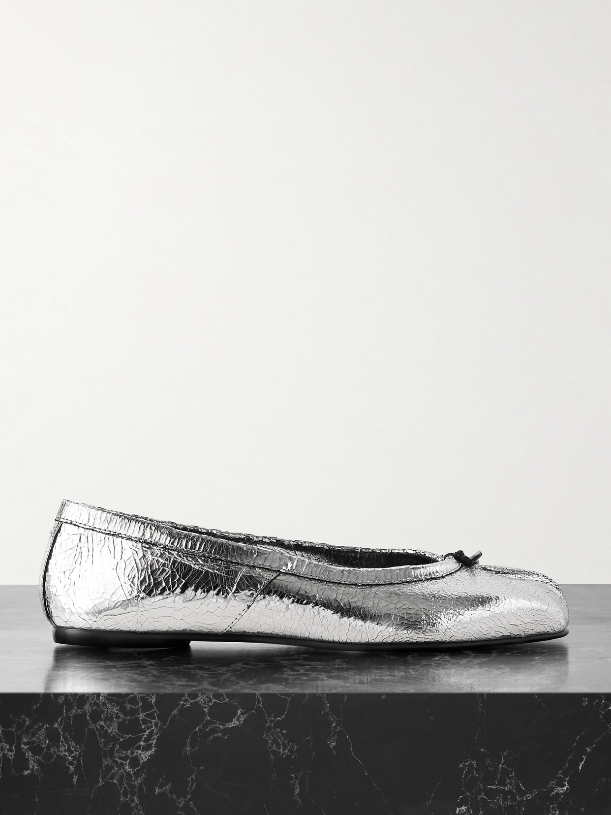 Maison Margiela Metallic Calf Leather Ballerinas With Elegant Design And Comfortable Fit In Silver