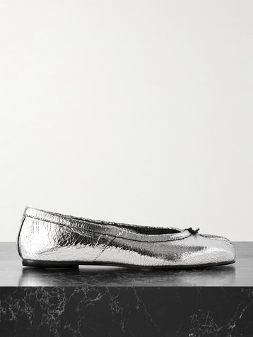 Maison Margiela Tabi metallic cracked-leather ballet flats
