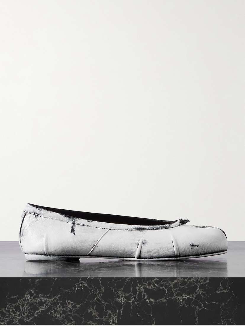 Maison Margiela Tabi Split-toe Painted Leather Ballet Flats