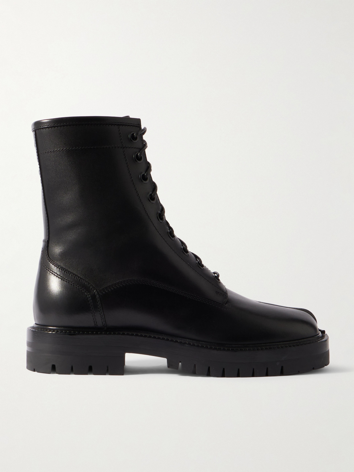 Maison Margiela Tabi Leather Ankle Boots In Black