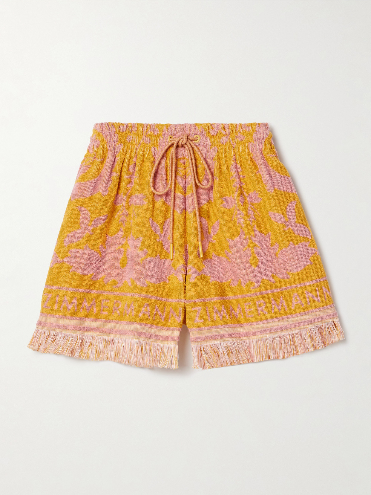 Zimmermann Wylie Frayed Cotton-terry Jacquard Shorts In Multicoloured 1