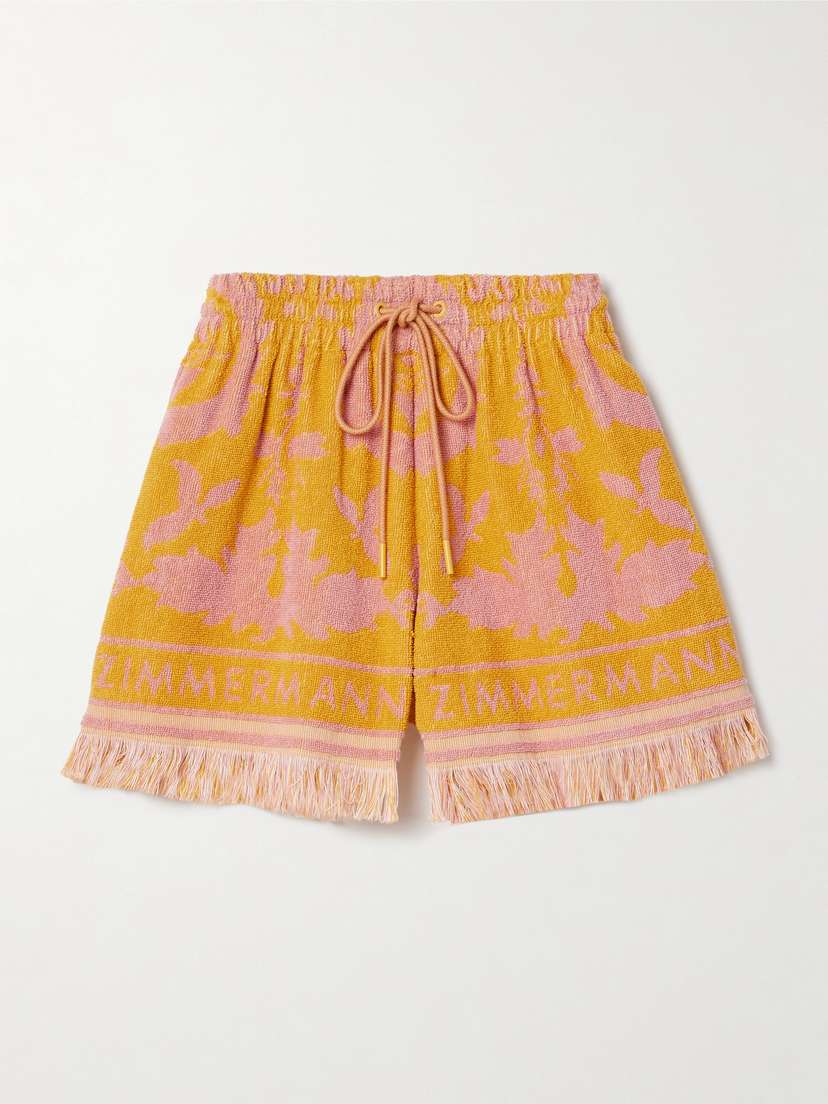 Zimmermann Wylie Frayed Cotton-terry Jacquard Shorts