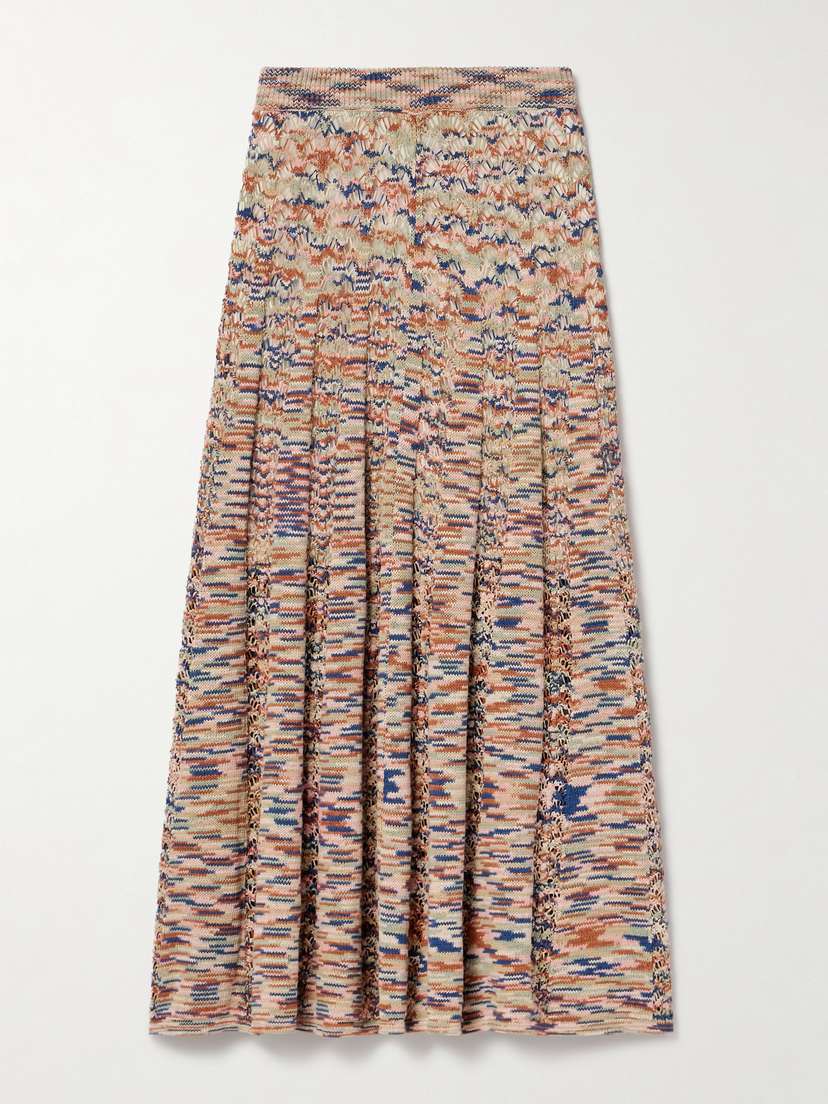 Zimmermann Wylie Pleated Open-knit Cotton Skirt