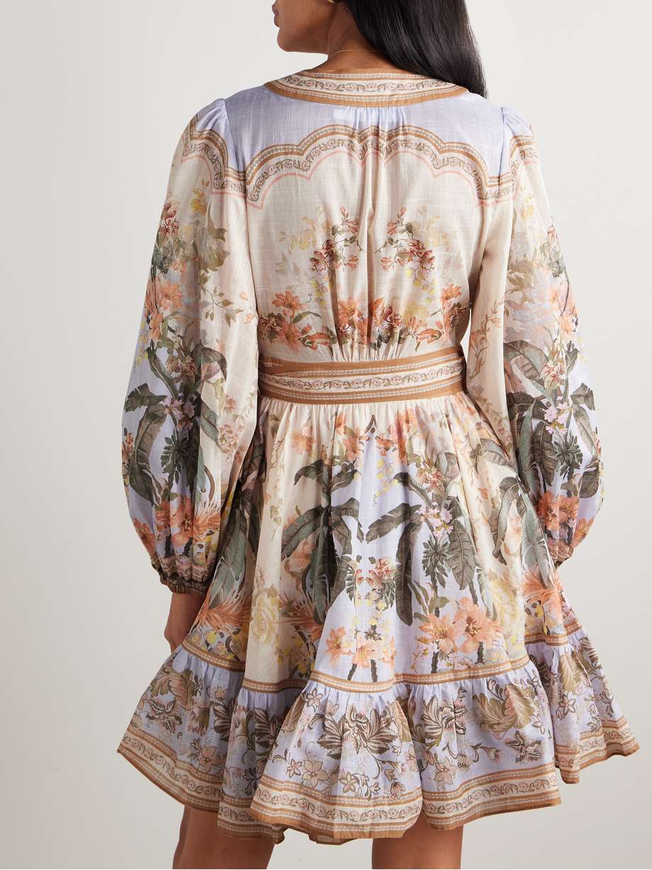 wylie printed cotton-voile mini wrap dress