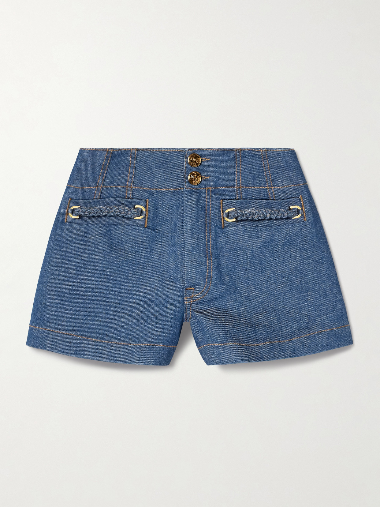 Zimmermann Wylie Braided Denim Shorts In Blue
