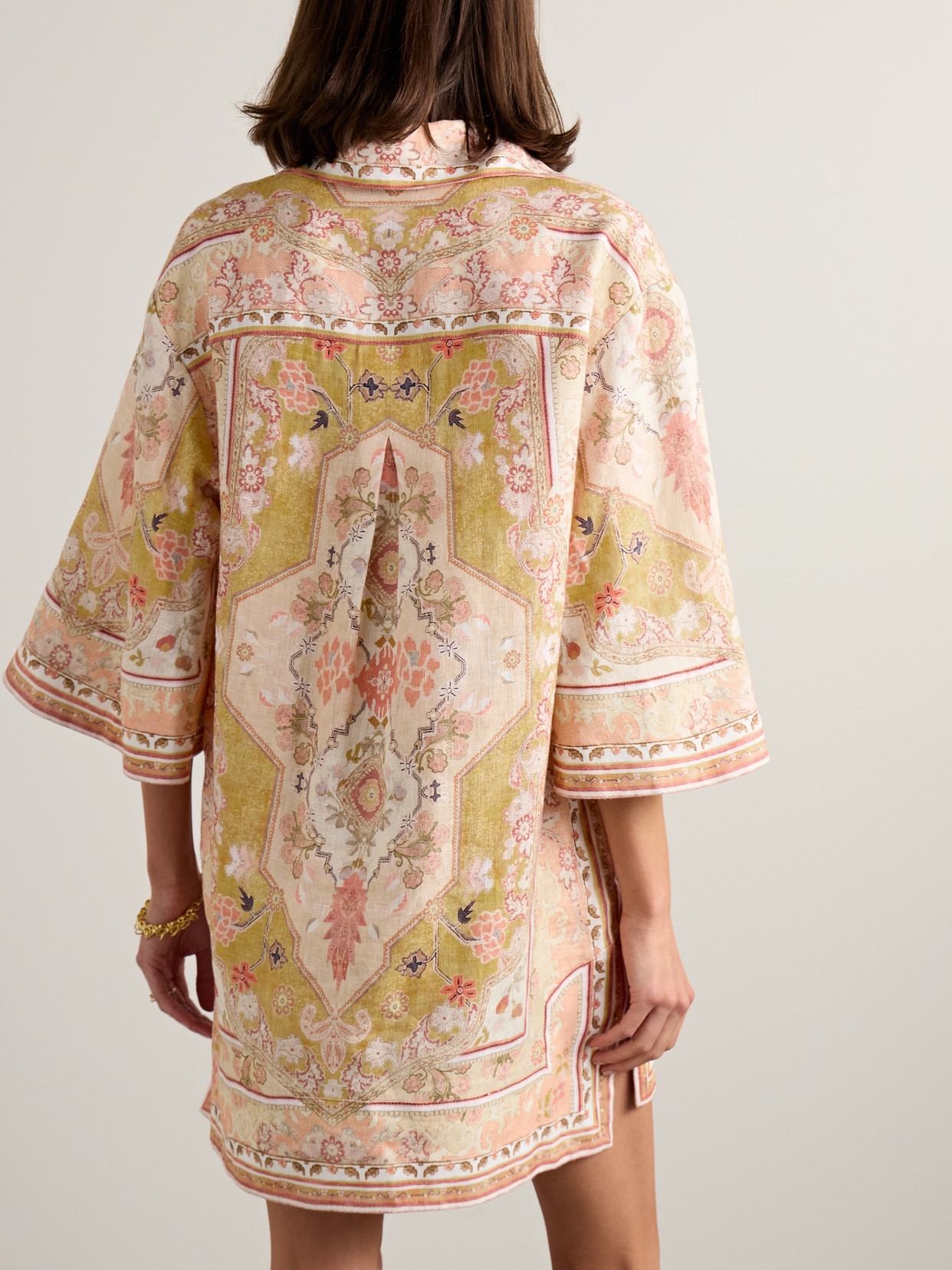 Zimmermann Wylie Printed Linen Tunic In Yellow
