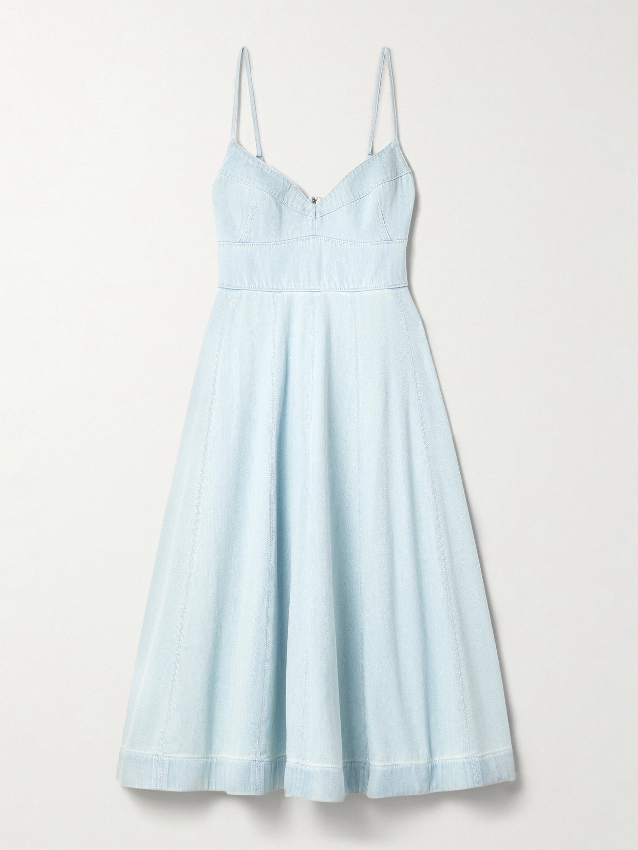 Zimmermann - Acacia Paneled Denim Midi Dress - Light denim