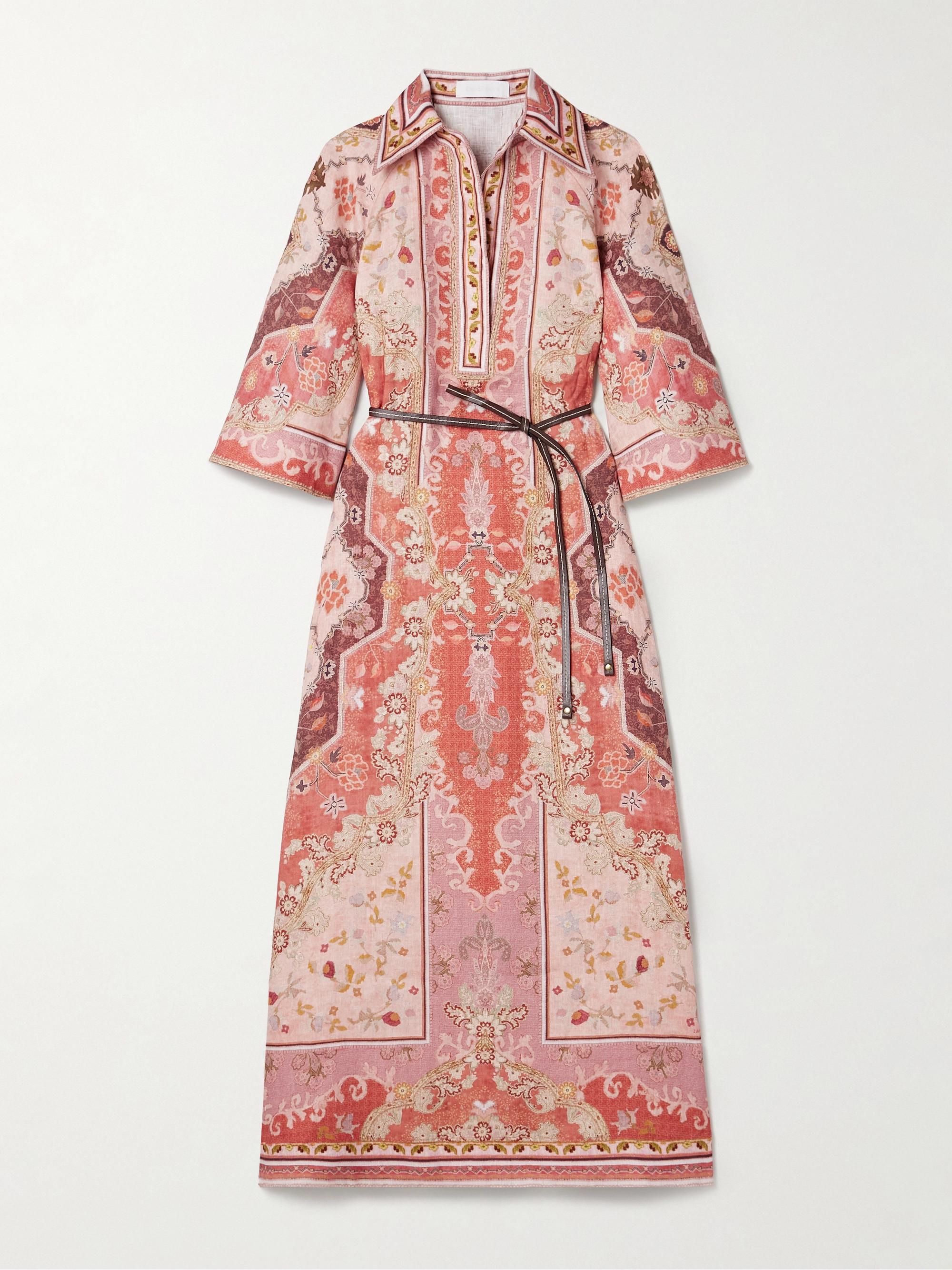 Zimmermann Wylie belted printed linen midi dress thumbnail