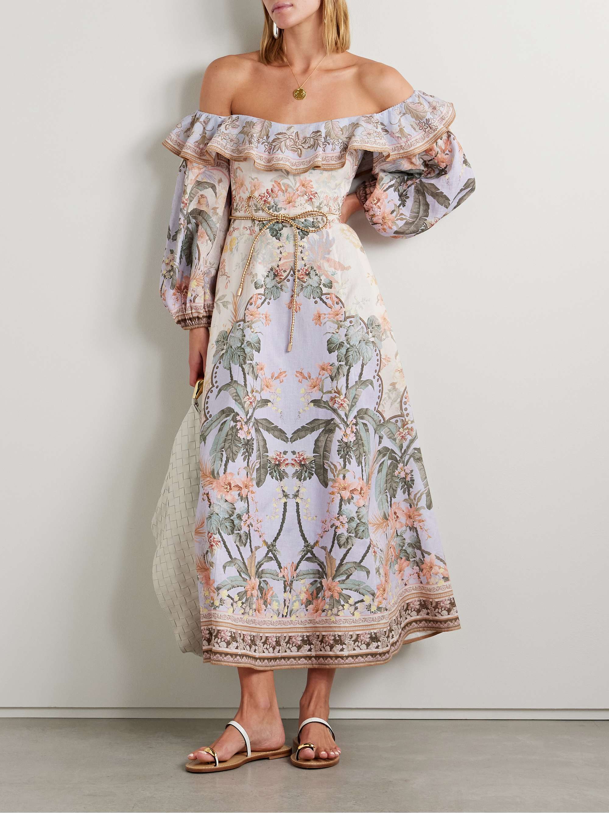 Off the shoulder floral midi dress outlet