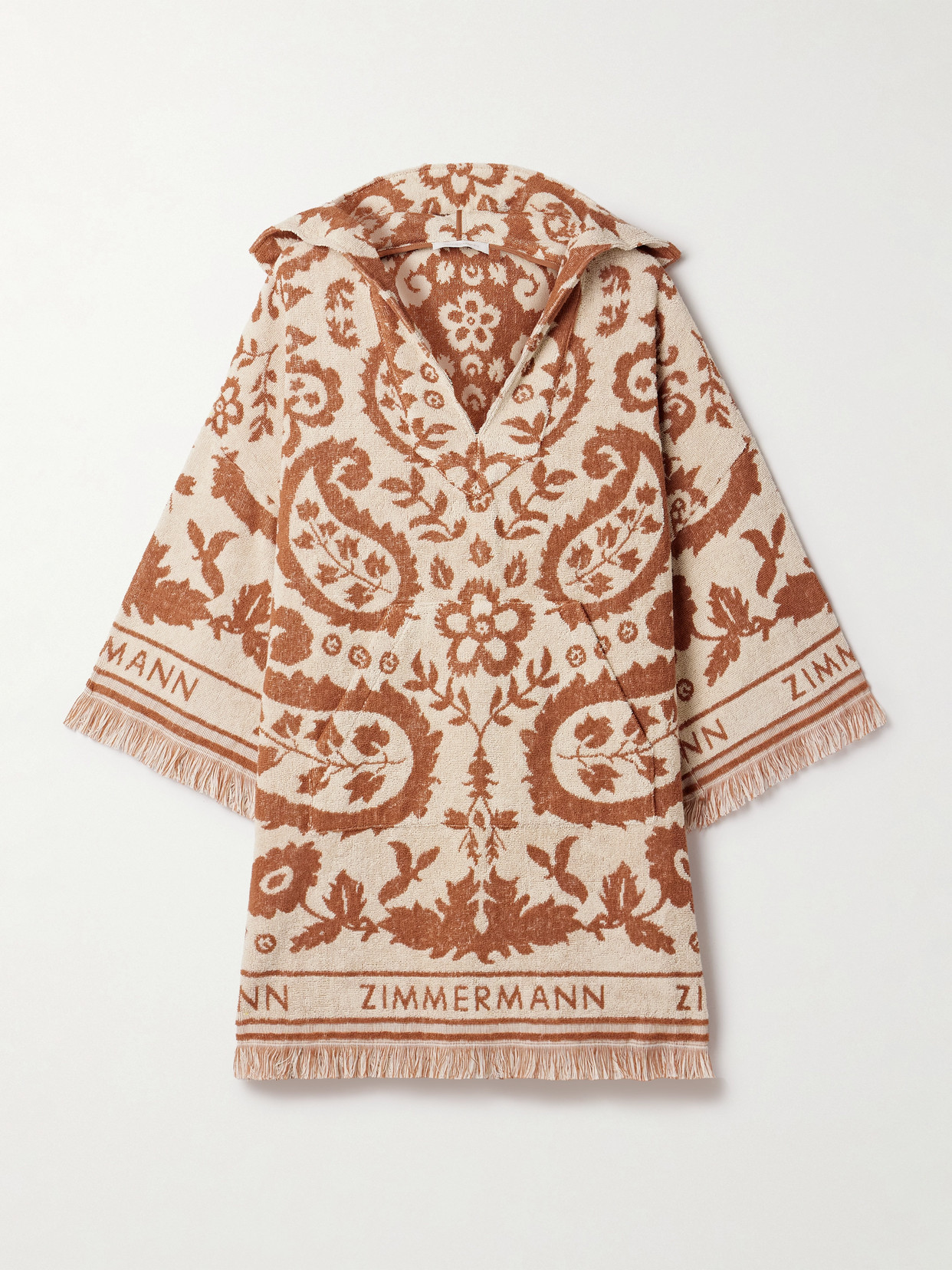 Zimmermann Embroidered Terry Fabric Wylie Mini Dress In Brown