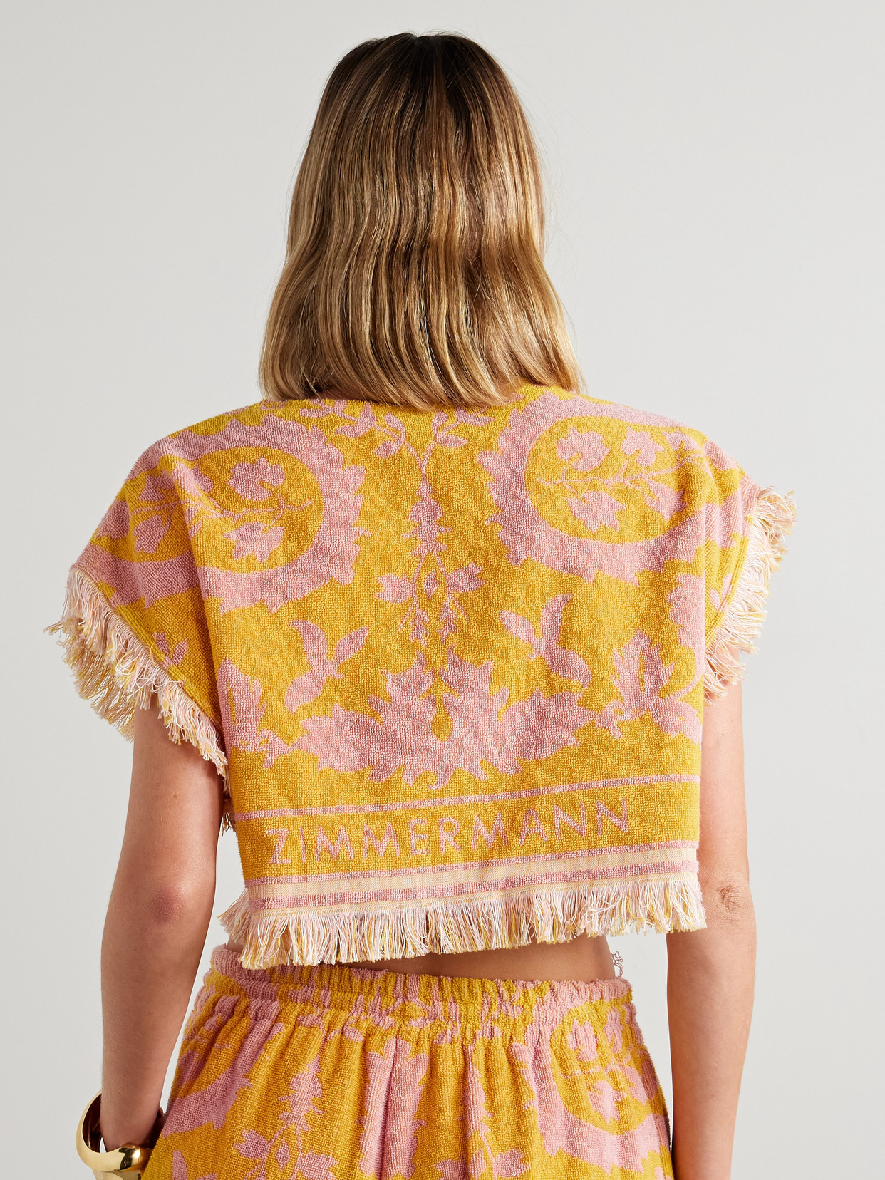 Zimmermann Wylie Towelling Crop Top In Yellow