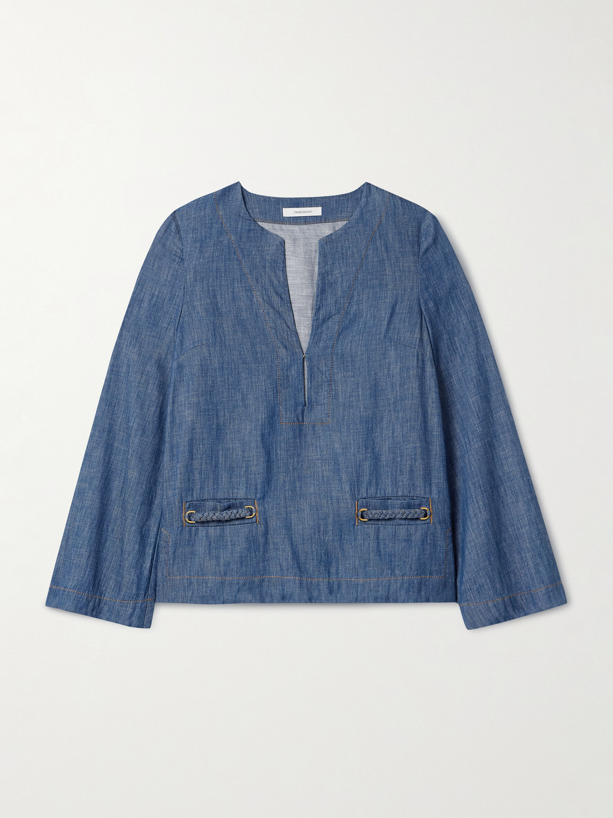 Shop Zimmermann Wylie Braided Denim Tunic In Blue