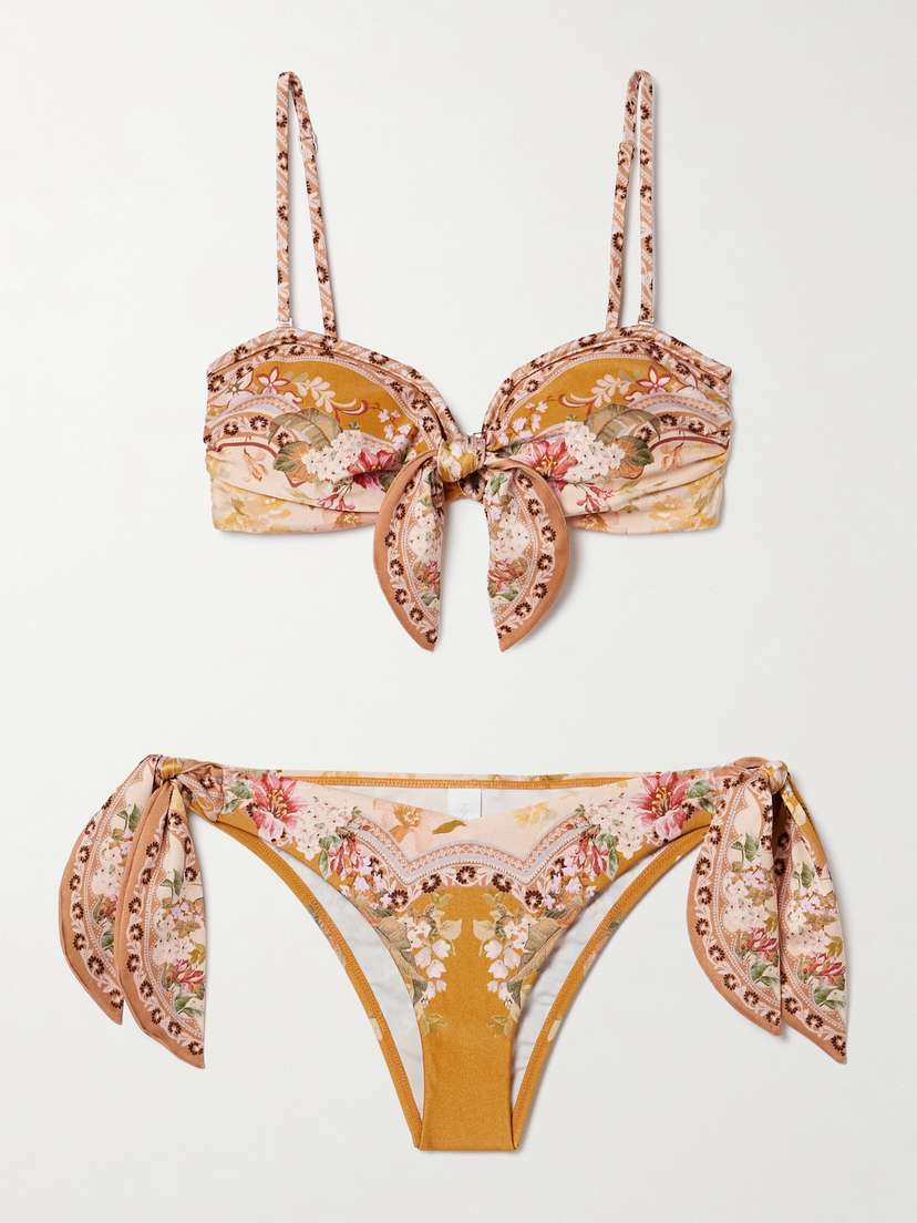 Zimmermann Wylie Tie-detailed Printed Bikini