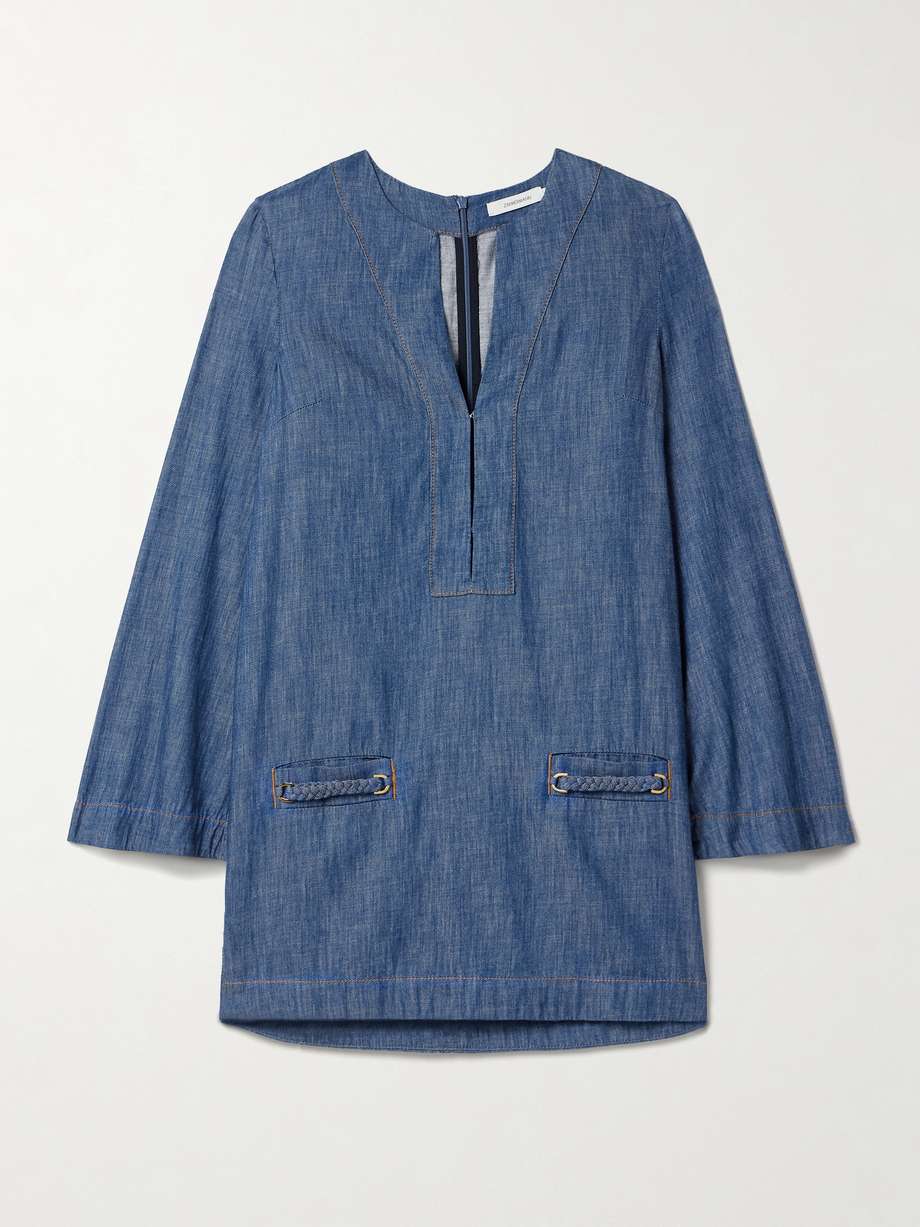 wylie braided denim mini dress