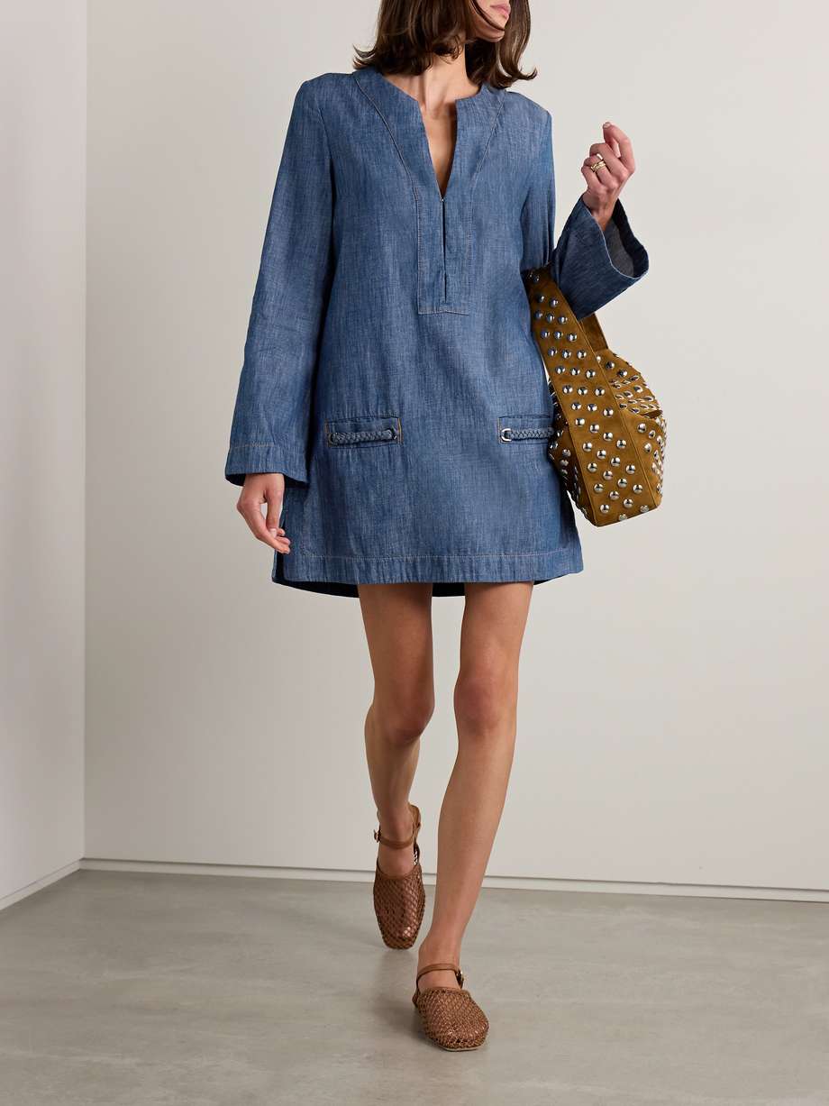 wylie braided denim mini dress