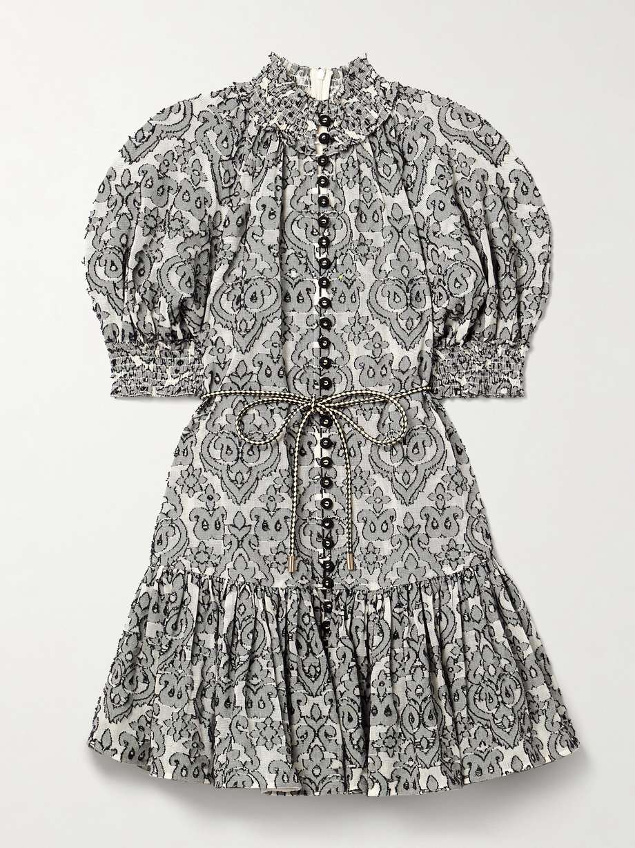 wylie belted embroidered cotton mini dress