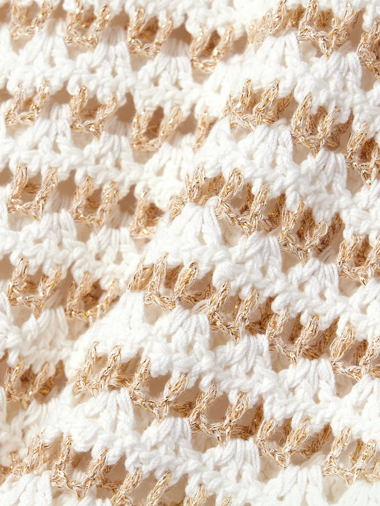 Zimmermann Tallow Cropped Striped Crocheted Cotton-blend Tank In Ivory