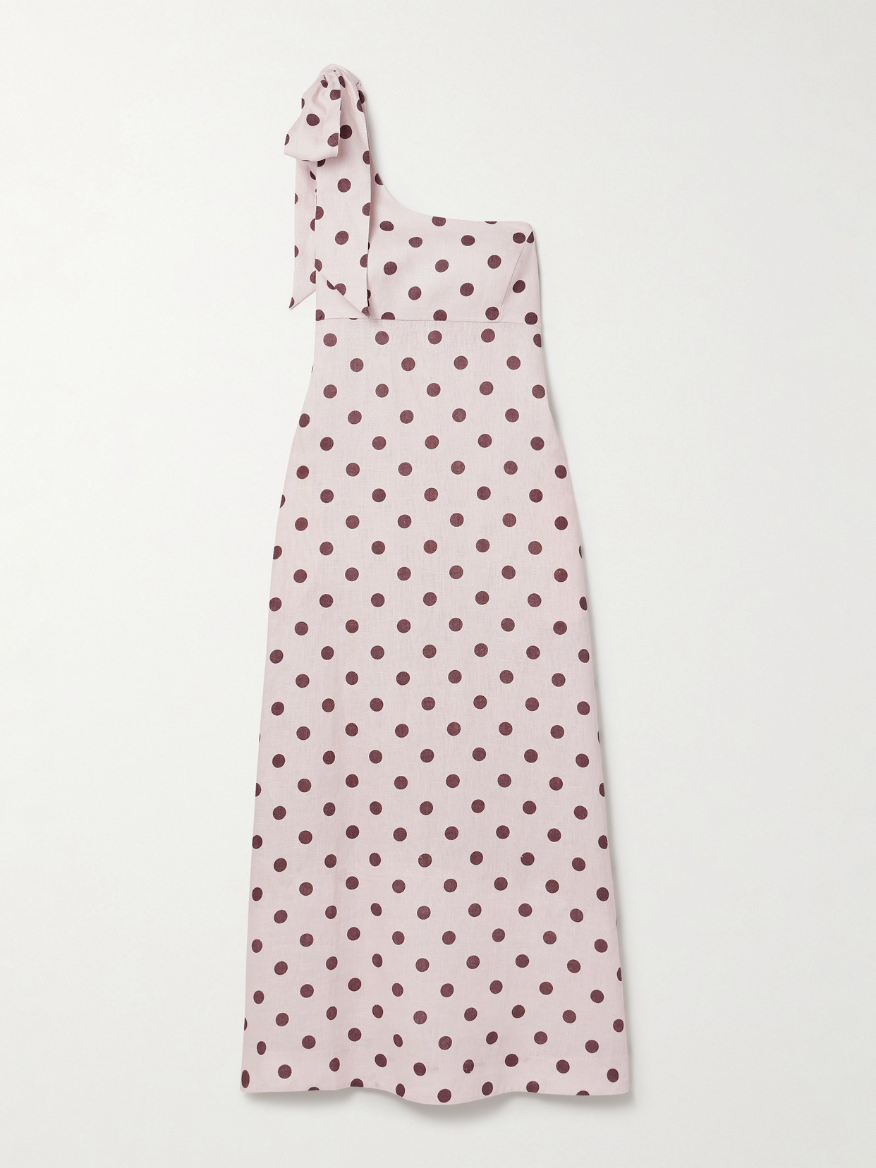 Zimmermann - Acacia One-shoulder Bow-embellished Polka-dot Linen Midi Dress - Ivory