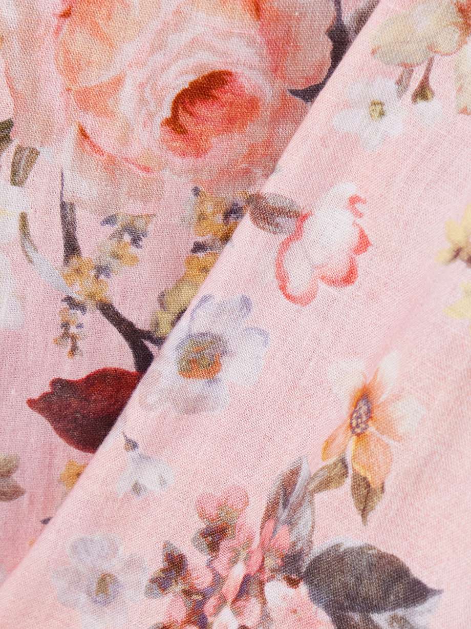 acacia scalloped floral-print linen mini dress