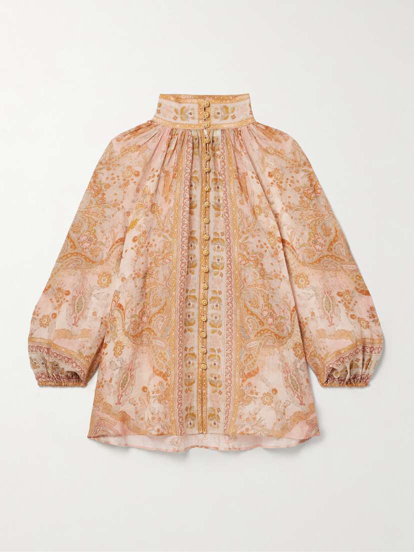 Zimmermann Acacia Printed Ramie-voile Blouse