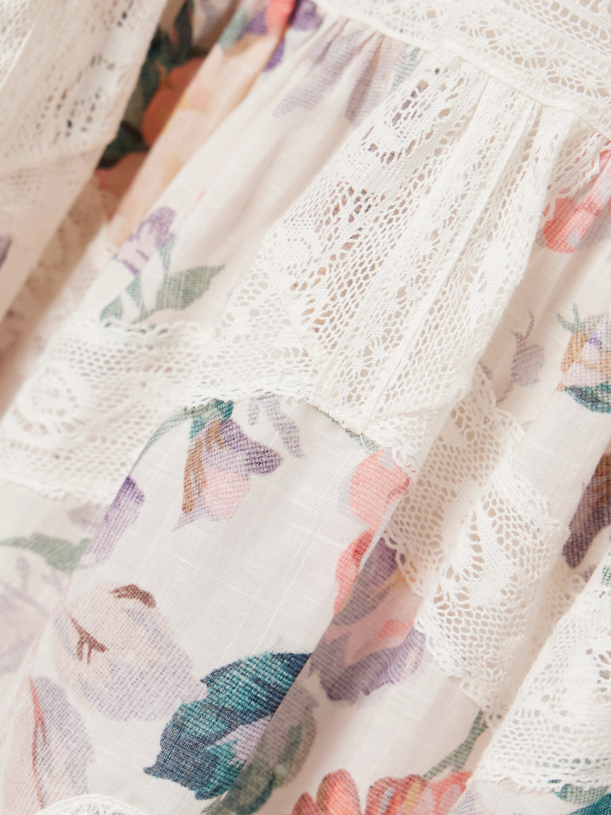 Shop Zimmermann Acacia Lace-trimmed Floral-print Cotton-voile Mini Dress In Cream